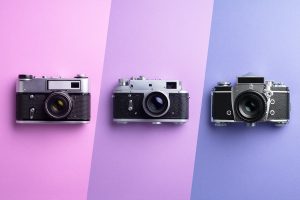 multiple vintage cameras